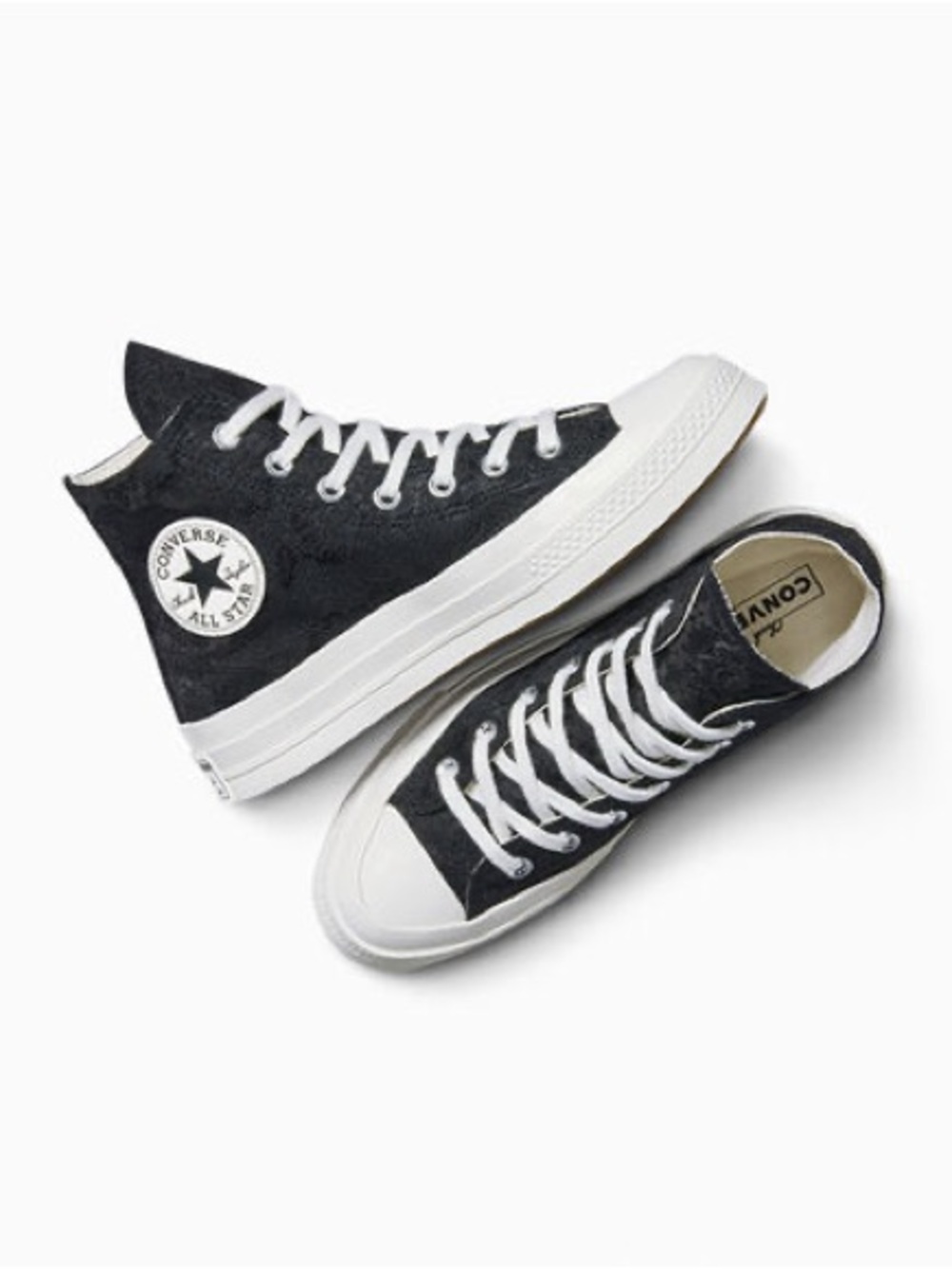 Converse Chuck 70 Lace Overlay High Top Sneakers Black 7.5